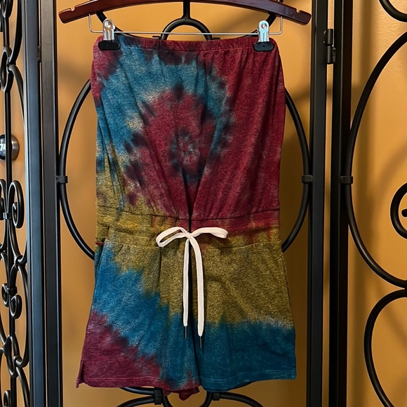 philantrophy Pants - PHILANTROPHY Plum Strapless Multi Tie Dye Romper